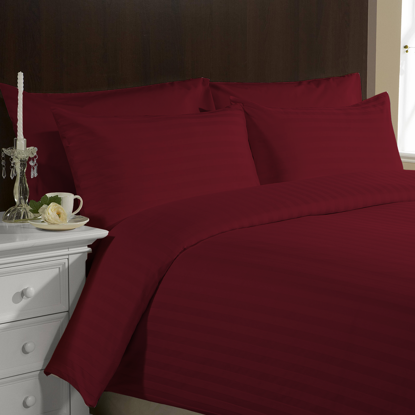 Red & Maroon Hotel Stripes Beddings