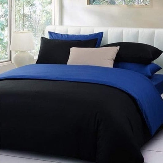 Royal Blue & Black Plain Beddings Set