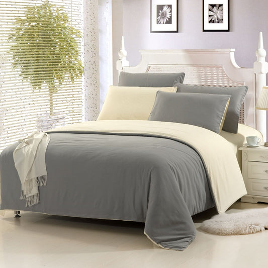 Light Gray & Cream Plain Beddings Set