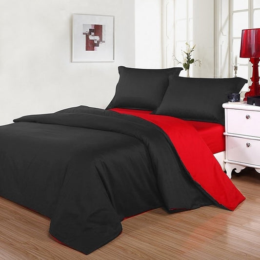 Red & Black Plain Beddings Set
