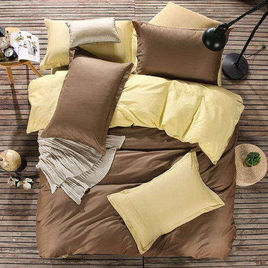 Brown & Yellow Plain Beddings Set