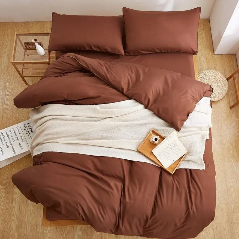 Brown Plain Beddings Set