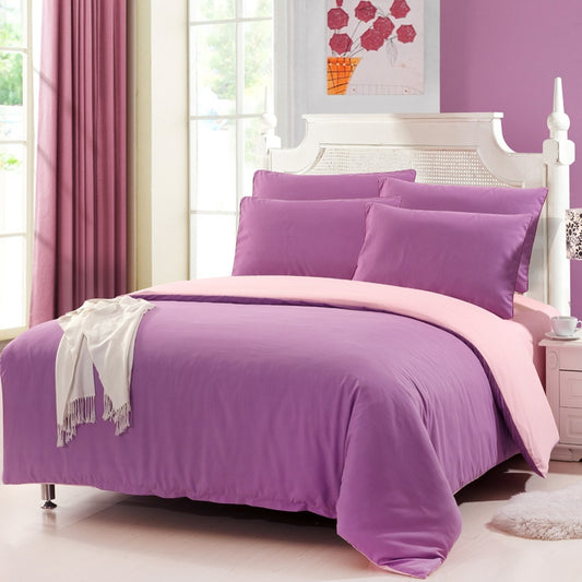Baby Pink & Purple Plain Beddings Set