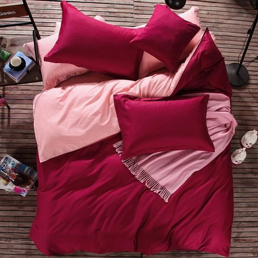 Magenta & Baby Pink Plain Beddings Set
