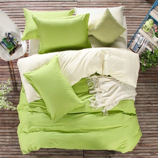 Apple Green & Yellow Plain Beddings Set
