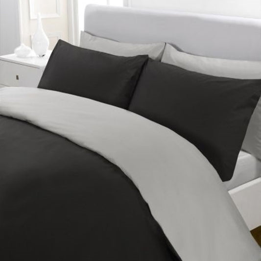Black & Light Gray Plain Beddings Set