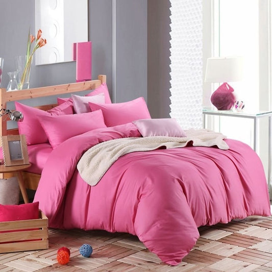 Pink Plain Beddings Set