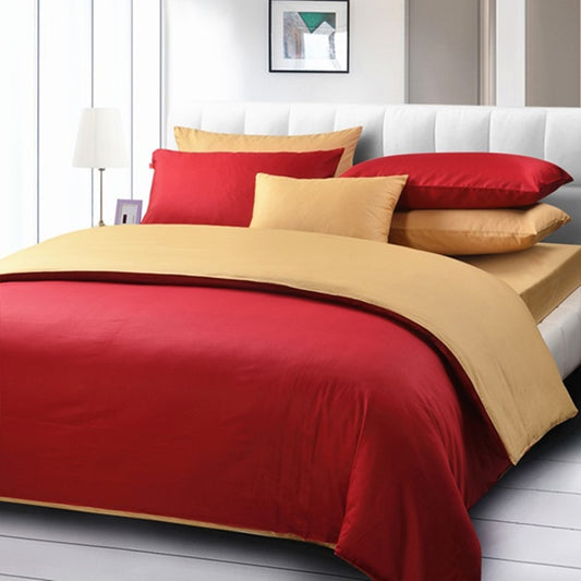 Gold & Red Plain Beddings Set
